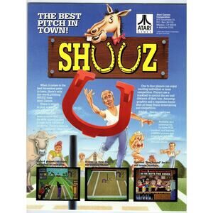 Shuuz Horseshoe Vintage Video Arcade Game Flyer 1990 Original Retro 8.5" x 11"